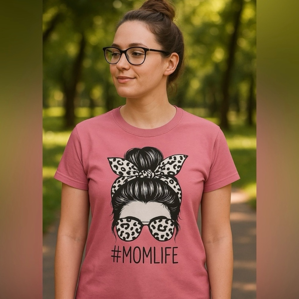 Pink Graphic Tee with Leopard Print Design